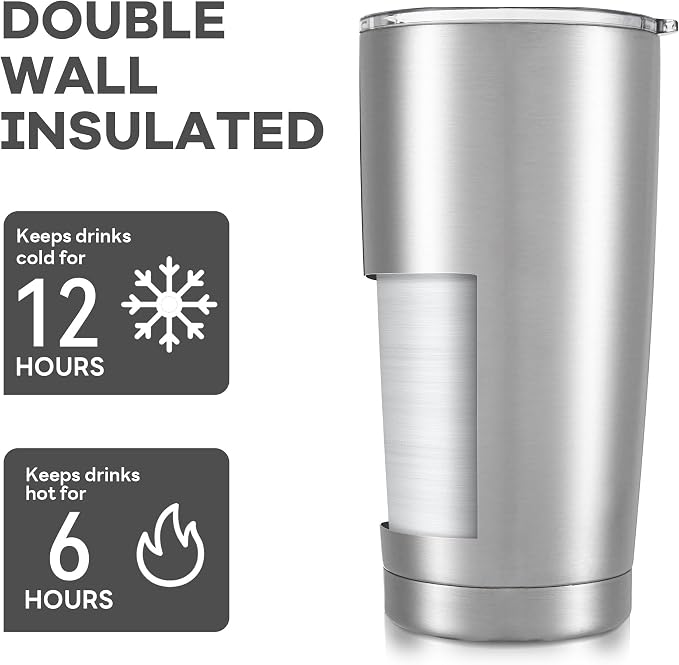 20 oz Tumbler with Lid Stainless Steel Insulated Tumblers Cups Travel Mug | - Image 3