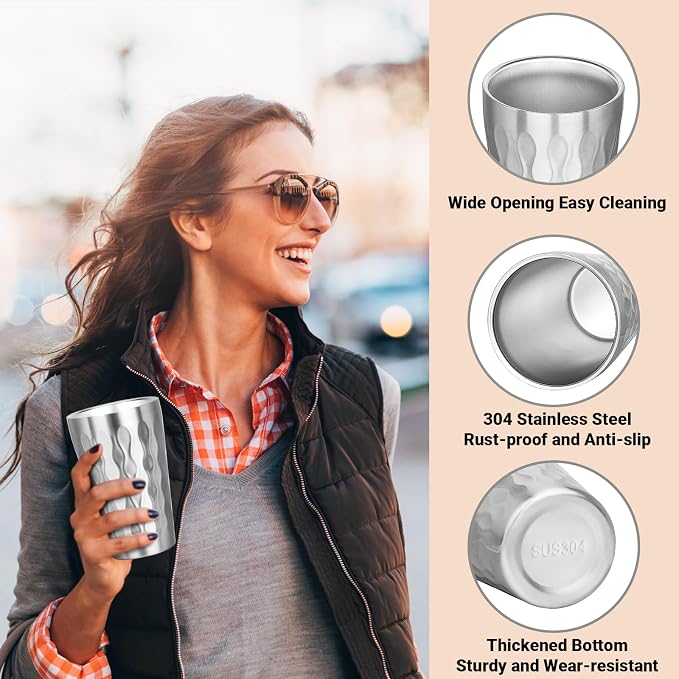 Stainless Steel Double Wall Cups, 16 oz Insulated Tumbler, 12 Pack Unbreakable - Image 4