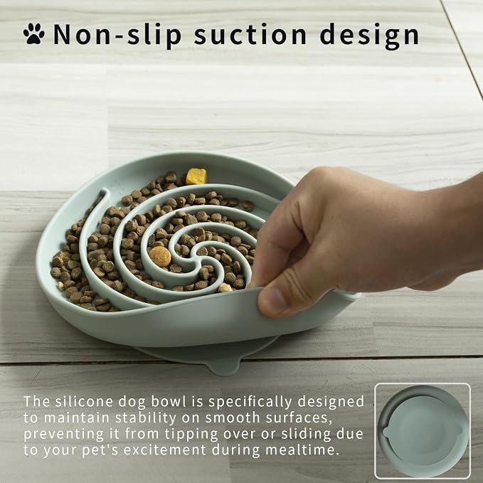 Bifeaw Slow Feeder Dog Bowls, Dishwasher Microwave Safe Silicone Puppy Puzzle - Image 2
