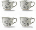 4 Pack Speckled Ceramic Coffee Mugs, 12oz Vintage Green Fern Leaf Large Tea Cups by Tvvtuww