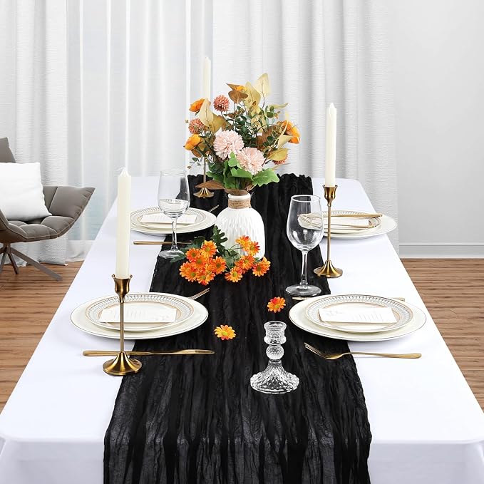 6 Pack Black Table Runner Cheesecloth 10Ft Gauze Cheese Cloth Table Runner - Image 3