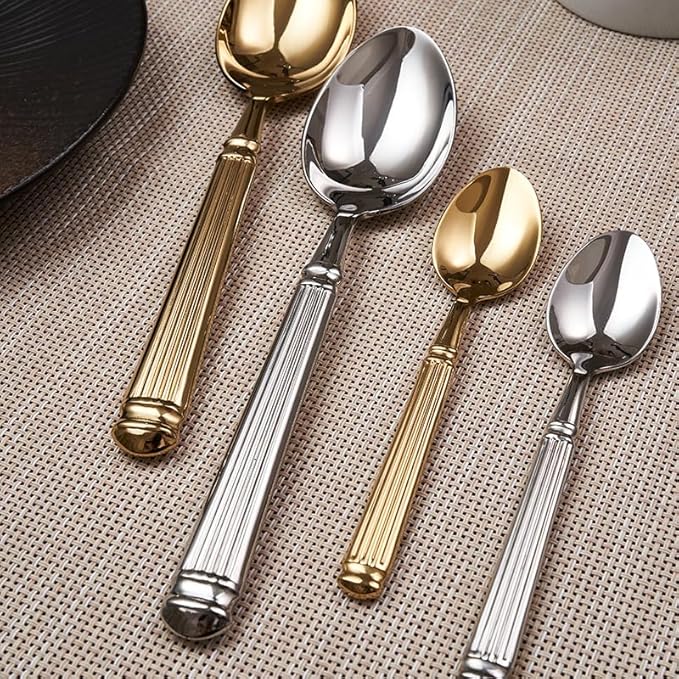 Silverware Set for 8 Flatware Set 32 Pieces Elegance Luxury Tableware Set Roman Column Handle Knives and Forks spoons 18/10 Stainless Steel Cutlery Utensil Sets for Home Restaurant Dishwasher Safe