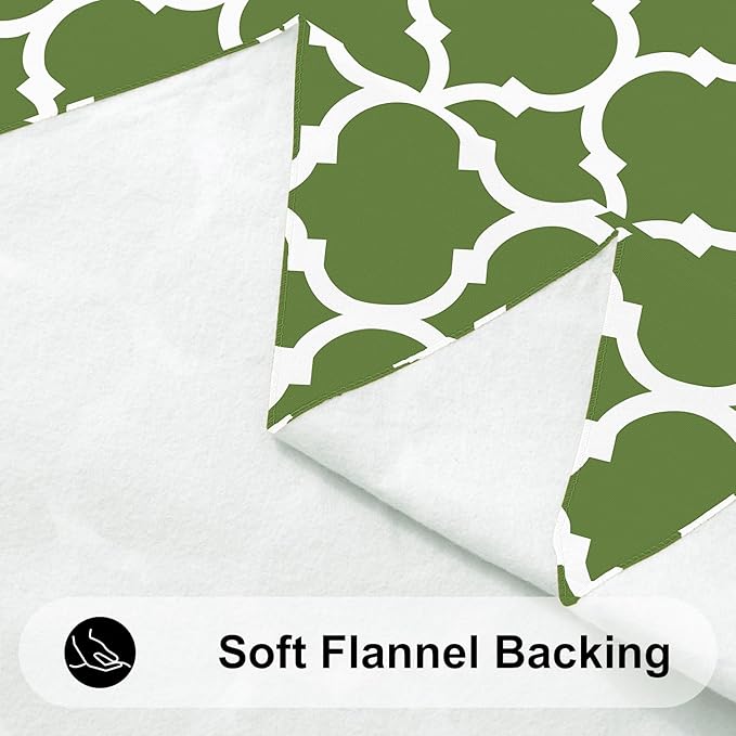 Smiry Rectangle Table Cloth, Waterproof Vinyl Tablecloth with Flannel Backing for Rectangle Tables, Wipeable Spillproof Plastic Tablecloths for Dining, Camping, Indoor and Outdoor (60"x120", Green)
