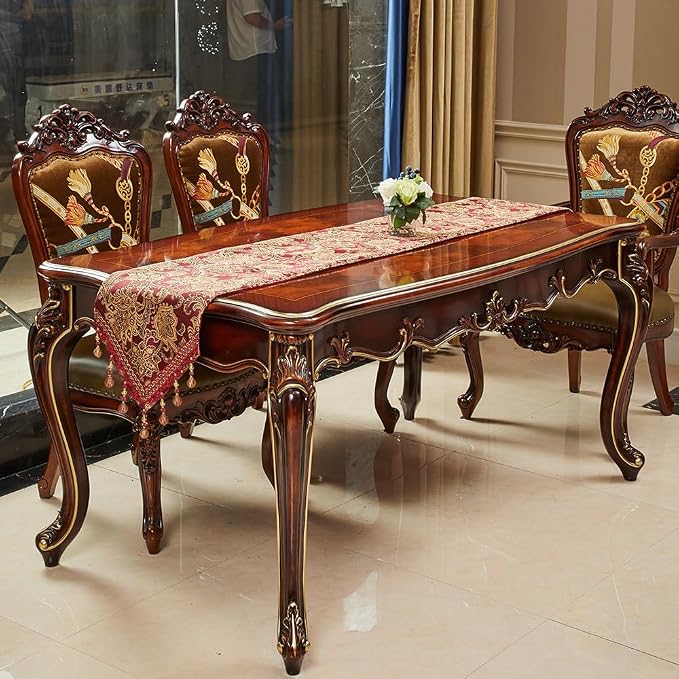 Luxury Vintage Design Table Runner 90 inches Long Embroidery Jacquard Fabric - Image 7