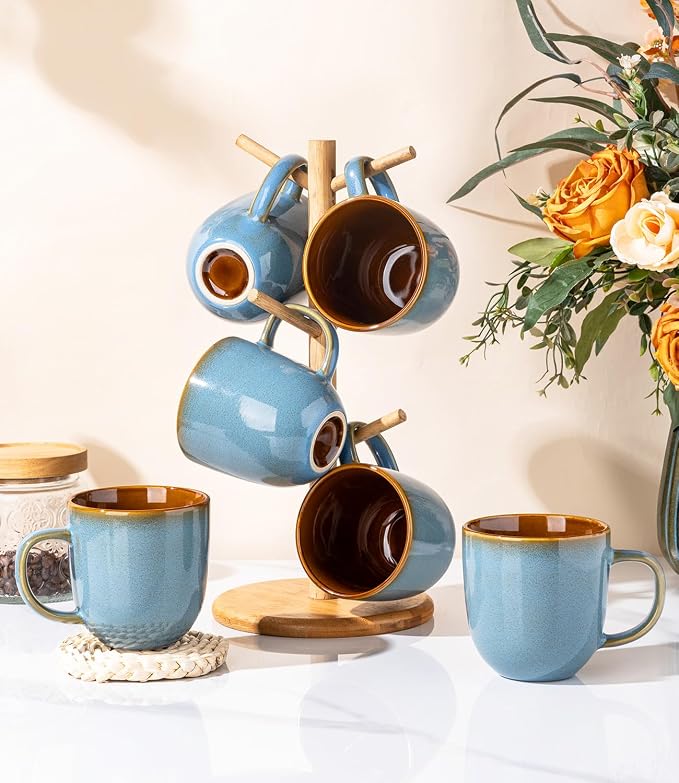 LERATIO Ceramic Coffee Mugs Set of 6, 12oz Handmade Coffee Mugs Set | Large - Image 7