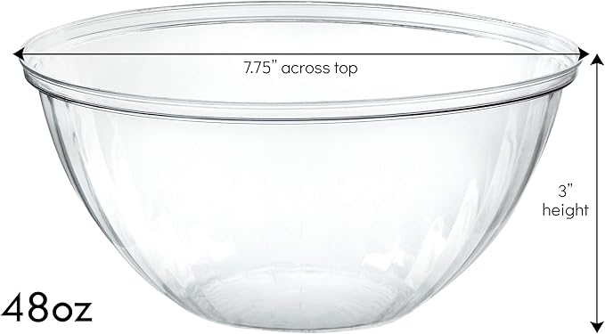 PLASTICPRO Disposable 48 Ounce Round Crystal Clear Bowls - Image 2