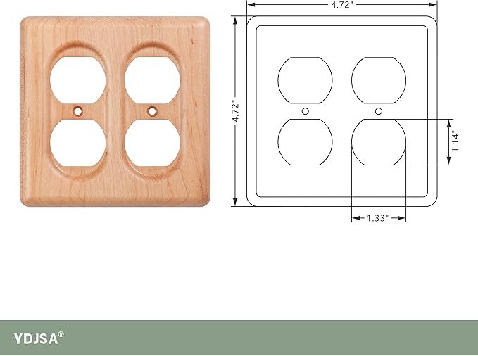 Maple Wood Double Outlet Cover Plate Wall Plates For Electrical Outlets With Durable Finish
