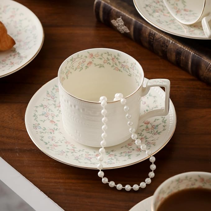 Country Roses Porcelain Tea Cup and Saucer Set - Image 6