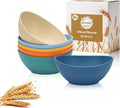 Wheat Straw Bowls 26oz, Unbreakable Ramen Bowl Set of 6, Oval Plastic Bowls by BUSOKIP