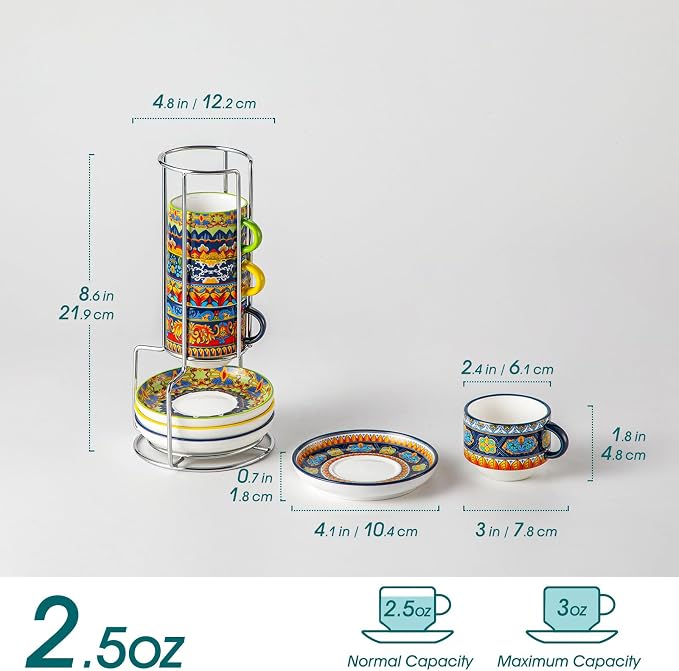 vancasso 2.5 Oz Bohemian Espresso Cups Set of 4 - Image 2