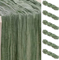 6 Pack Sage Green Cheesecloth Table Runner 35x120 Inch 10Ft Rustic Gauze Cheese by SuBleer