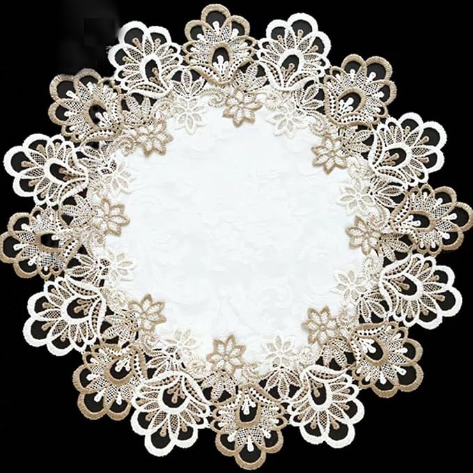 Sandweek Washable Tablecloth Stain Resistant Lace Lunchmats Place Mats Table - Image 2
