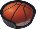 Basketball Coasters for Drinks with Holder Leather Coasters Set of 6 for Coffee Table