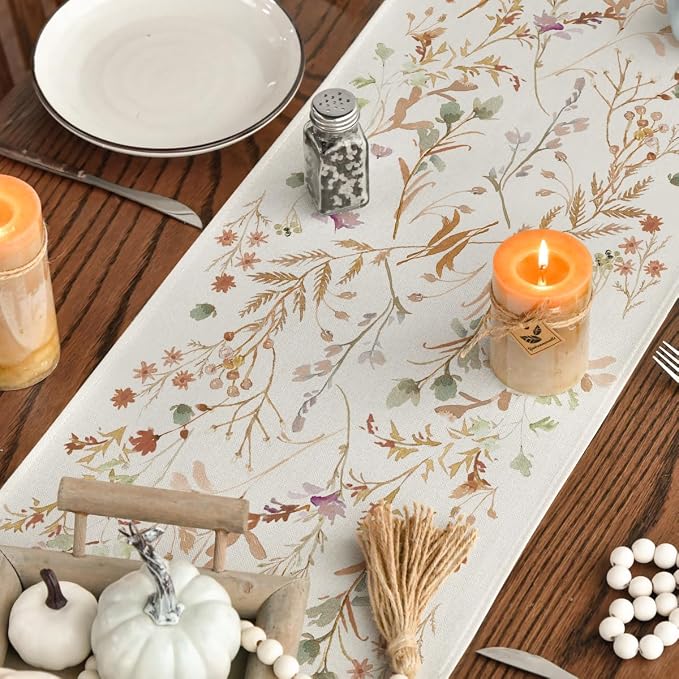 Artoid Mode 210 GSM Fall Table Runner 13x120 Inch Home Party Decor | Floral - Image 4