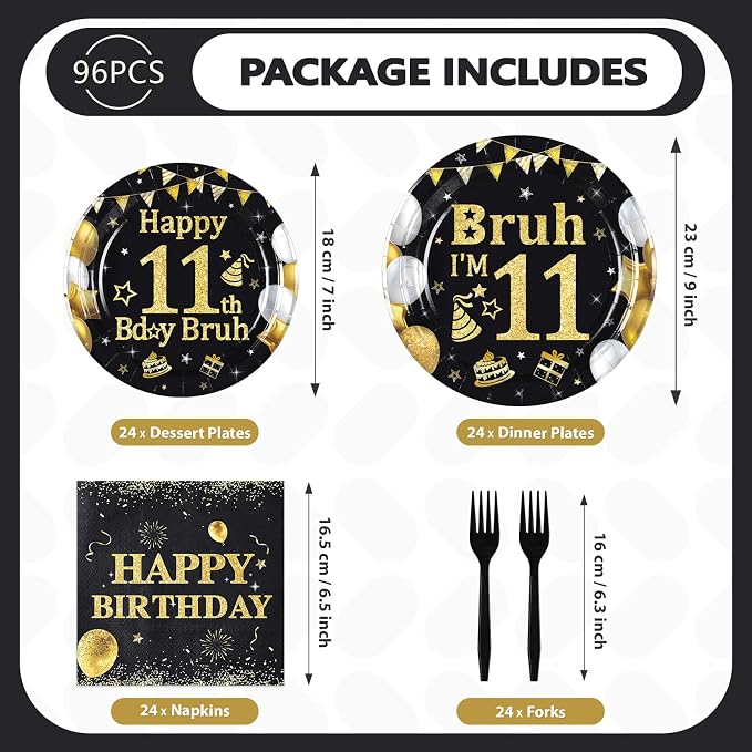 96 Pcs Bruh 11th Birthday Party Decorations - Image 2