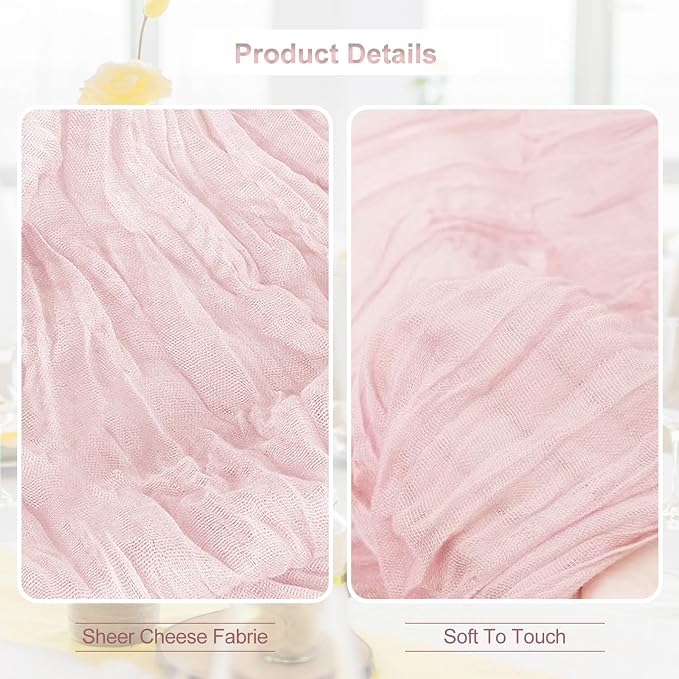 10 Pack Valentines Cheesecloth Table Runner 35x120 Inch 10Ft Rustic Gauze - Image 2