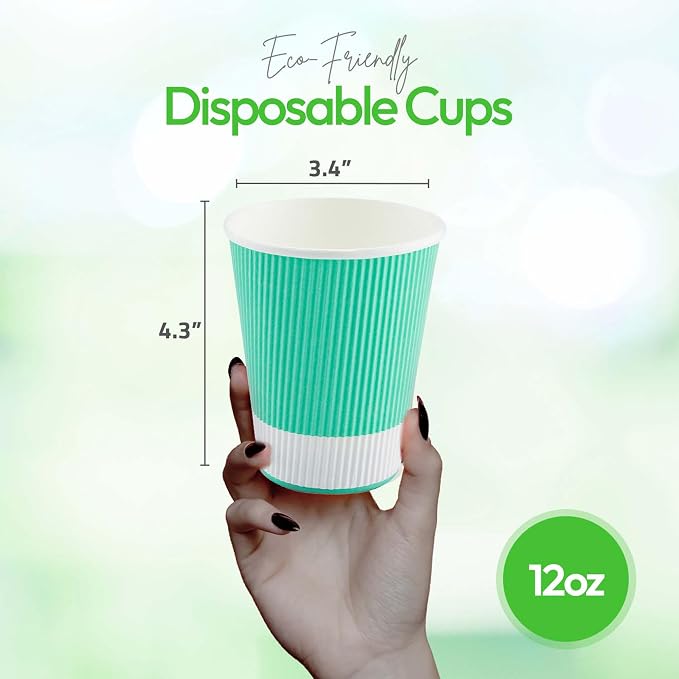 Restaurantware 12 Ounce Ripple Wall Disposable Coffee Cups, 500 Insulated - Image 3