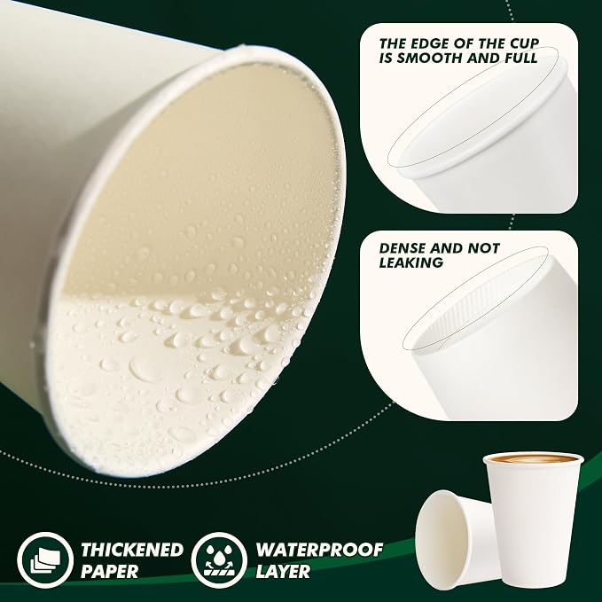 12 oz Paper Coffee Cups, 300 Pack, Hot Coffee Cup, To Go Cups, - Image 2