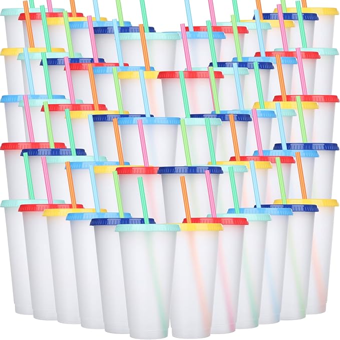 Honeydak 60 Pack Tumbler with Straw and Lid Bulk Cups by Honeydak