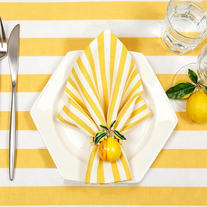 Lemon Napkin Rings Set of 8 for Summer Party Beach Wedding Decor | Shiny Gold - Image 4