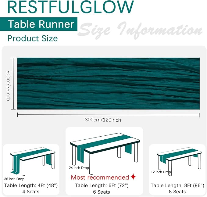 6 Pack Teal Cheesecloth Table Runner 35 x 120 Inch | Boho Gauze Fabric - Image 5