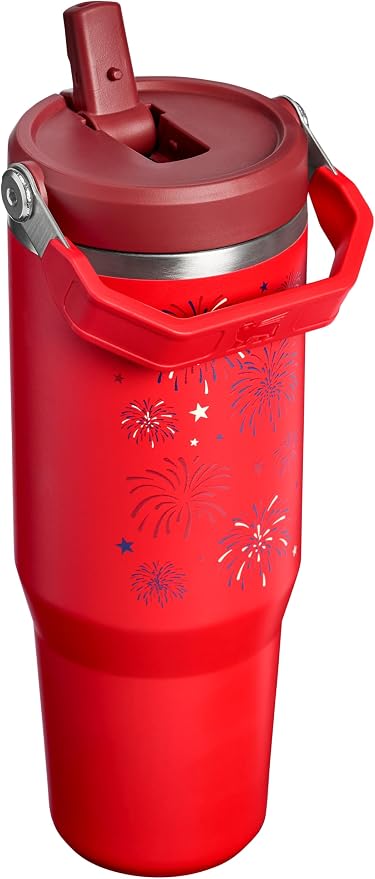 STANLEY IceFlow 2.0 Flip Straw Tumbler, 30 oz, Chili Red Fireworks | Easy Carry - Image 3