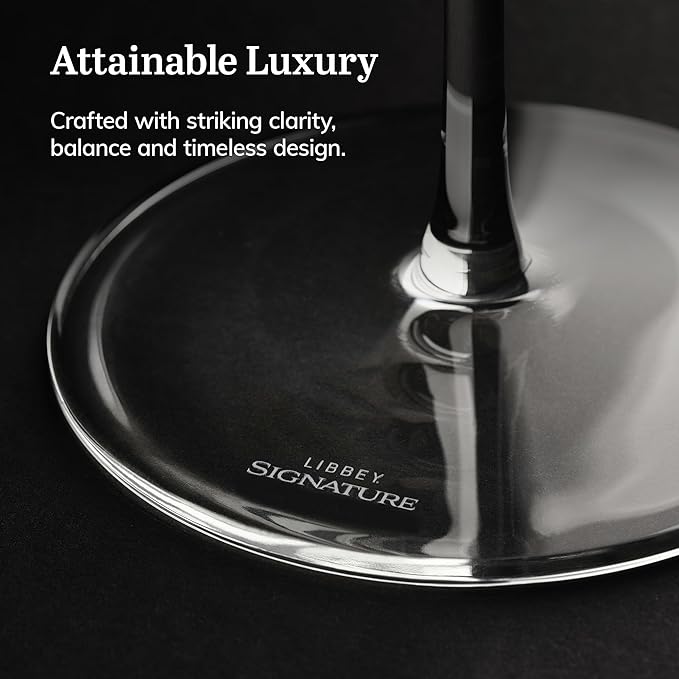 Libbey Signature Greenwich All Purpose Wine Glasses, 16 Oz Angular Wine Glass Set of 4 with Pulled Stem, Stemware Glasses for Cocktails and More