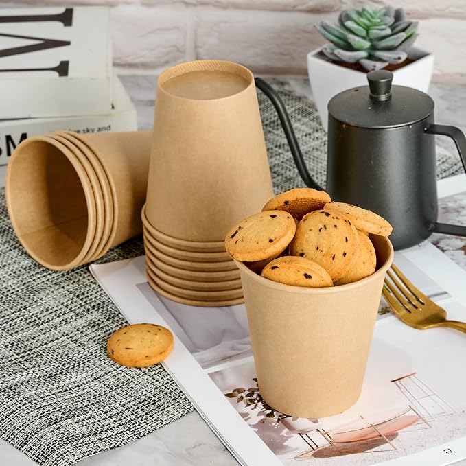 LITOPAK 100 Pack 10 oz Kraft Paper Coffee Cups, Disposable Coffee Cups | - Image 5
