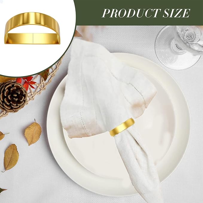 16 Pcs Gold Napkin Rings-Stainless Steel Napkin Rings | Metal Napkin Ring - Image 4