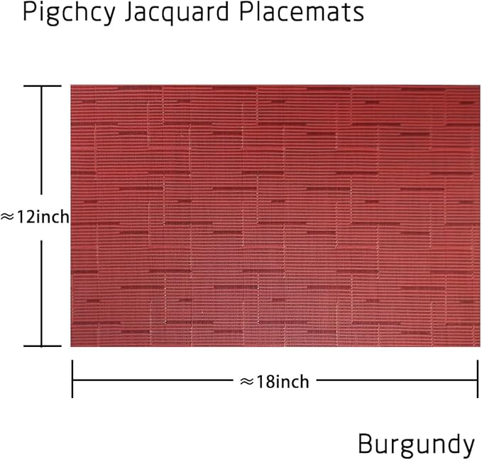 PIGCHCY Placemats Set of 8 Washable Durable Place Mats Vinyl Heat Resistant Non-Slip Table Mats Indoor Outdoor (Burgundy Red)