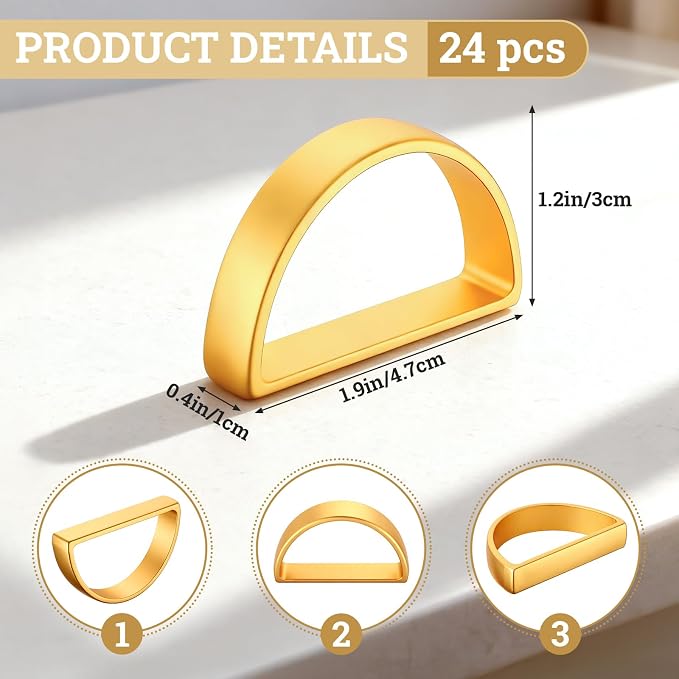 Suream Napkin Rings Set of 24, Stainless Steel Napkin Holder Buckles, - Image 2