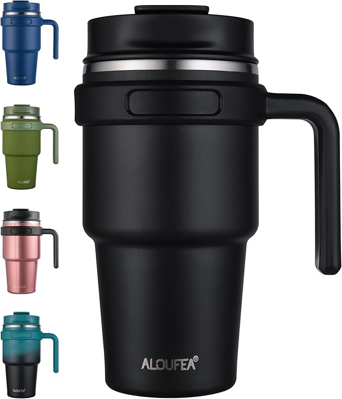 20 oz Insulated Travel Coffee Mug Tumbler by ALOUFEA