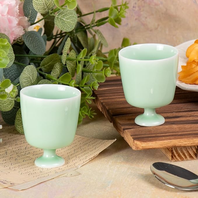 KAMMAK Ceramic Tea Cups Set of 2, 2.2 oz, Vintage Small Teacups, 721N | Hand - Image 5