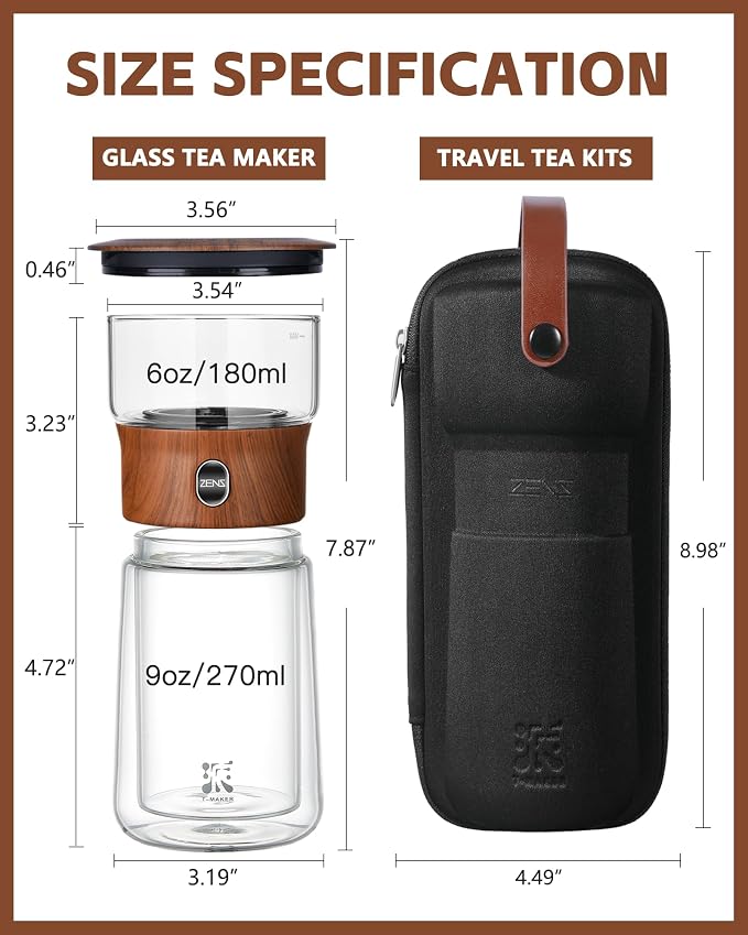 ZENS Glass Infuser Teapot, One Touch Tea Maker - Image 5
