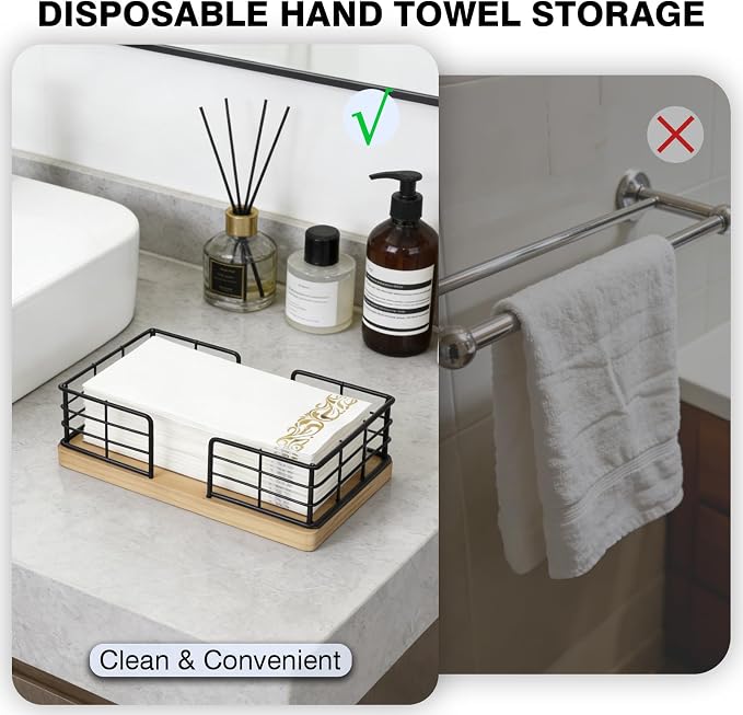 Kordory Wooden Disposable Guest Towel Holder Tray - Image 4