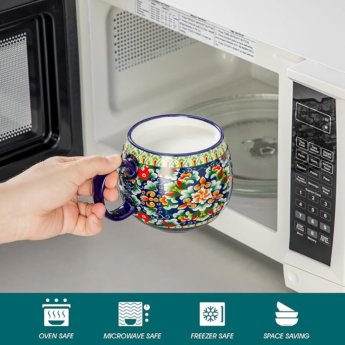 vancasso Coffee Mugs Set of 6, 18oz Ceramic Coffee Cups, Colorful | Porcelain - Image 3