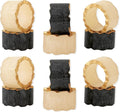 ALPHA Living HOME Epoxy Resin Napkin Rings - 12 Pieces Farmhouse Napkin Rings Holder for Wedding, Banquet, Adornment for Table Settings, Boho Style for Dining Table, Wedding (Black & Cream)