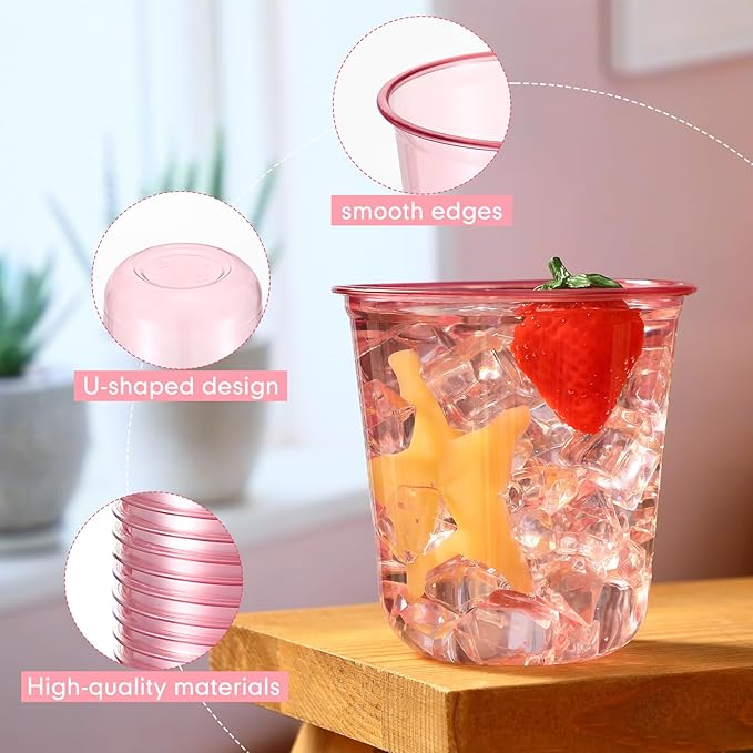 Ziliny 200 Pcs Disposable Stemless Glasses 12oz Crystal Plastic Wine Glasses - Image 4
