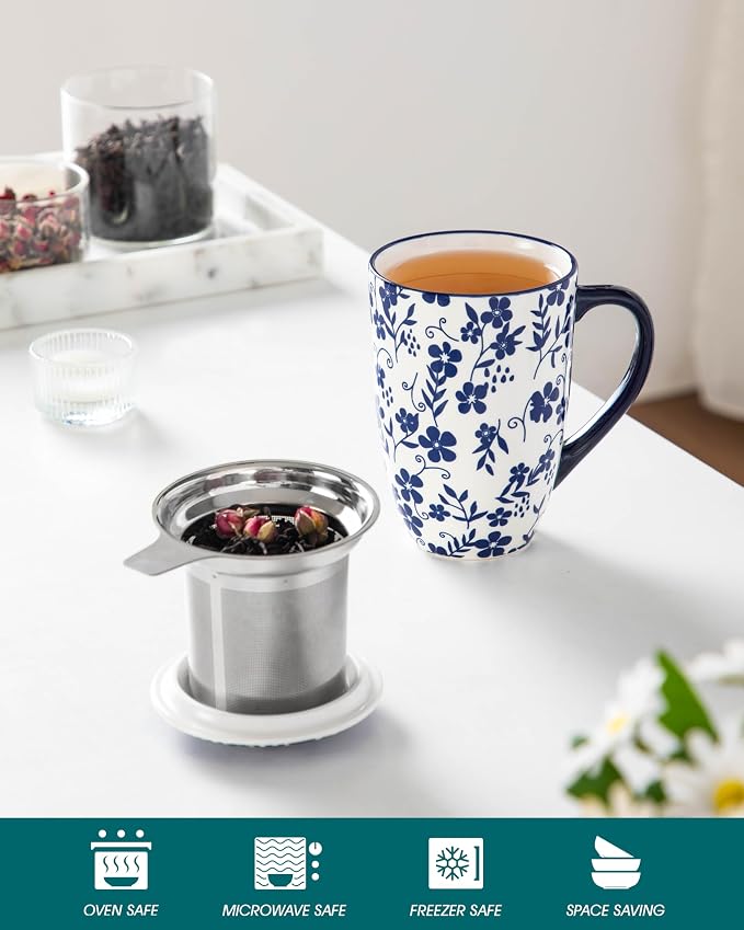 vancasso SELENE Porcelain Tea Mug, 18 oz Porcelain Tea Cup - Image 3