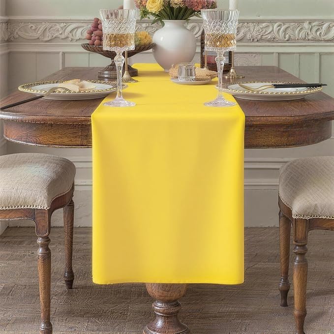 Yellow Table Runner, Waterproof Washable Runners 48 Inches Long | Reusable by KAIPHO