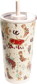HydroJug Everyday Tumbler 20 oz – Ceramic-Lined Insulated Tumbler with Straw and Soft-Touch Lid, Cup Holder Friendly, Double-Wall Vacuum Insulation, Reusable Travel Cup – Rodeo