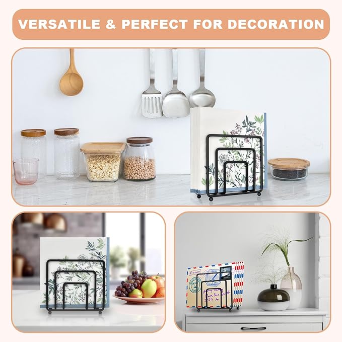 Napkin Holder for Table, Modern Metal Black Napkin Holders for Kitchen Dining - Image 5