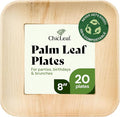 Chic Leaf Palm Leaf Plates 8 Inch - Disposable Bamboo Style Square Dinnerware for Winter Events & Ideal for Romantic Dinner for 2 - Heavy Duty, Compostable Serving Dish for Appetizers & Desser