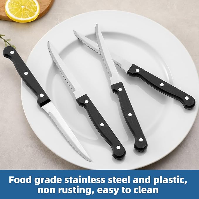 Steak Knives Set of 12, Sharp Triple Rivet Steak Knife Sets, High-Carbon - Image 3