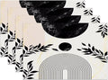 Boho Mid Century Leaf Placemats,Arch Sun Design,Minimalistic Leaves Pattern Luxurious Washable Place Mats 12x18Inch for Dining Kitchen Farmhouse Decor 4 PCS