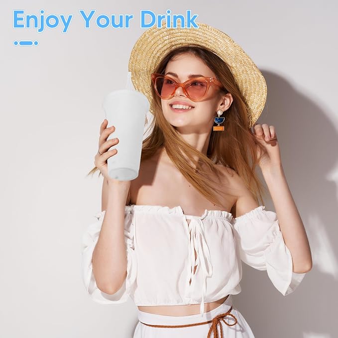 24 Pack Plastic Tumblers with Lids and Straw, Reusable Cups with Lids and - Image 4