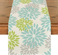 Artoid Mode Green Dahlia Floral Pinnata Summer Table Runner, Spring Kitchen by ArtoidMode
