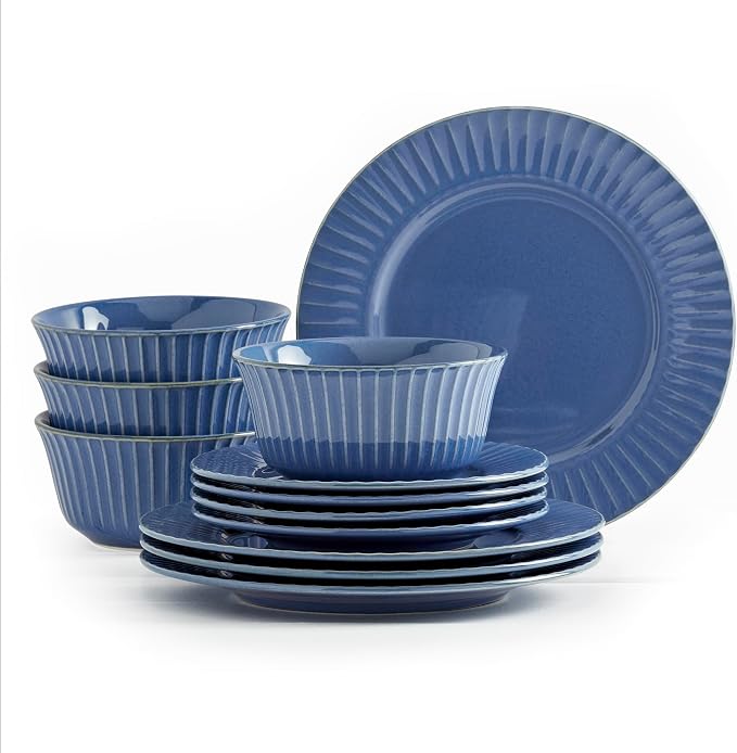 Tabletops Gallery Richmond 12-Piece Reactive Glaze Stoneware Dinnerware Set of by TabletopsGallery