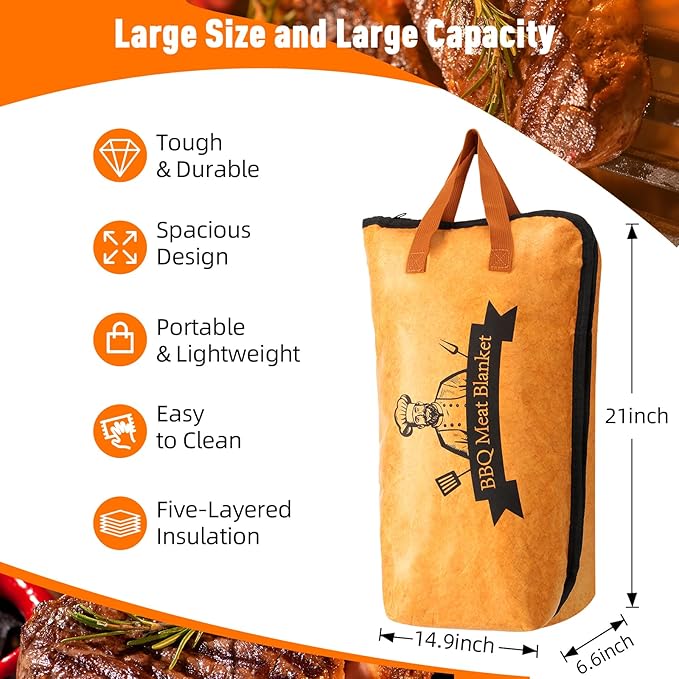 Valentines Day Gifts 21in BBQ Blanket for Resting Meat-Air Fryer/Dough/Kitchen/Smoker Accessories Party Picnic Camping-Insulated Bag for Brisket/Pork Shoulder/Turkey-Anniversary Birthday Gift for Men
