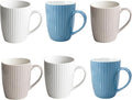11 Ounce Porcelain Mugs, Tea and Cocoa Mug Set, 2 White, 2 Seablue, 2 Grey by MIWARE